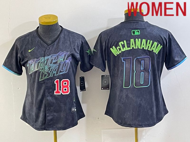 Women Tampa Bay Rays #18 Mcclanahan Nike MLB Limited City Connect Black 2024 Jersey style 3->tampa bay rays->MLB Jersey